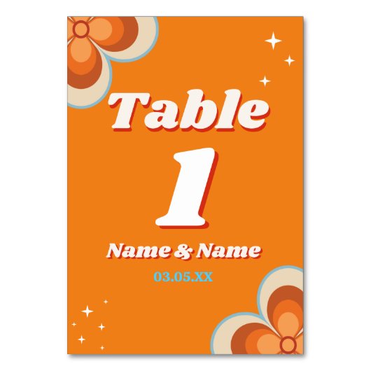 Tischnummern Hochzeit Retro Vintag 1970er (Rückseite)