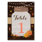 Tischnummern Hochzeit rustikale Jar Pumpkin Cards (Vorderseite)