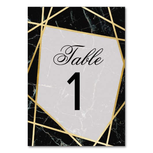 Tischnummern Hochzeit Schwarzer Marmor Elegante Ka (Vorderseite)