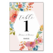 Tischnummern Hochzeit Sommer Florals Moderne (Rückseite)