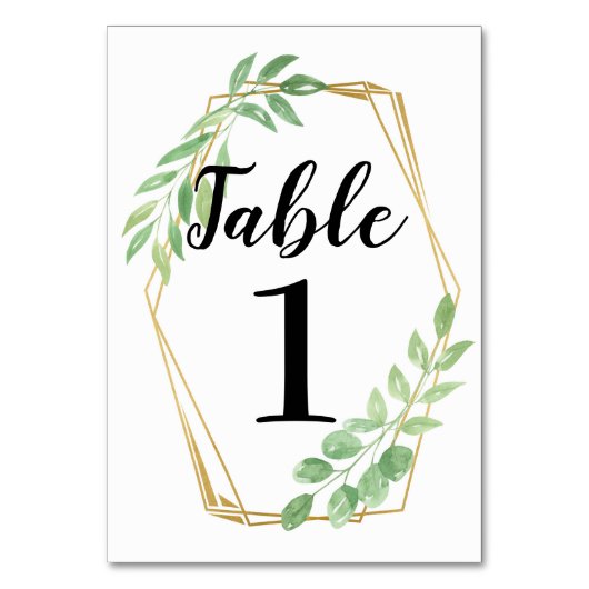 Tischnummern Hochzeiten Gold Frame Blätter Karten (Rückseite)