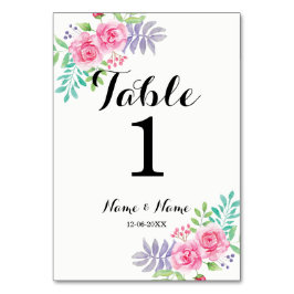 Tischnummern Hochzeiten Wasserfarben Rose Blume