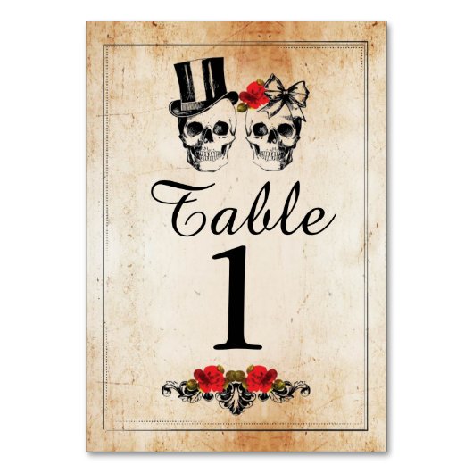 Tischnummern Hochzeiten Zuckerschädel Rustikale Ka (Rückseite)