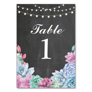 Tischnummern Hochzeitssaucculents Chalk Cards