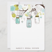 Tischnummern-Karte für blaue und grüne Mason Jars Einladung (Rückseite)