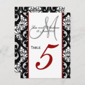 Tischnummern-Karten Damask Red Postkarte (Vorne/Hinten)
