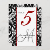 Tischnummern-Karten Damask Red Postkarte (Vorne/Hinten)