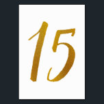 Tischnummern - Lässige Pinselschrift Typografie -1<br><div class="desc">Tischnummer 15: Diese lässige Pinsel Skript-Tischnummer-Karte ist Set in einem Imitat Goldfolie. WICHTIG: Die abgebildete Folie ist ein Druckeffekt. Es ist keine echte Folie. Wenn Sie diesen Effekt nicht gewollt haben, können Sie ihn wie folgt löschen: 1) Klicken Sie auf "Weiter anpassen. 2) Finden Sie das Bild, das z-gold Folie...</div>