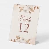 Tischnummern mit leichter Blüte und Kupferblumen Sockelschild (Vorderseite)