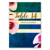 Tischnummern mit Tischtafeln, blaue Blüte (Vorderseite)