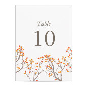 Tischnummern mit unsichtbaren Zweigen