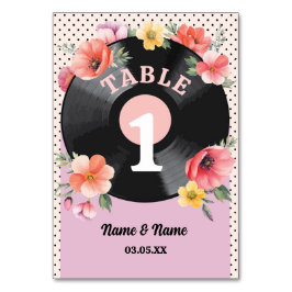 Tischnummern Music Record Wedding Floral 1950er