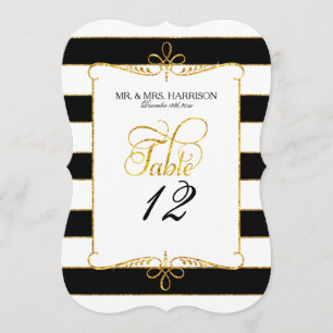 Tischnummern Namensschild gestreift Schrift Gold G