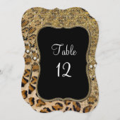 Tischnummern Natural Gold Glitzer Leopard Muster (Vorne/Hinten)