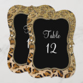 Tischnummern Natürliches Gold Glitter Leopard Must (Vorne/Hinten)