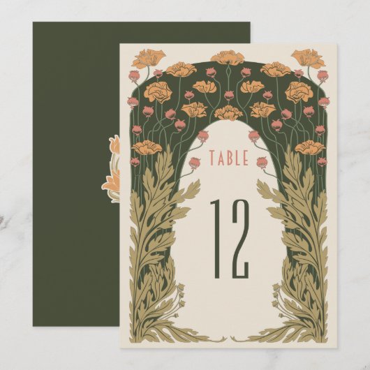 Tischnummern Olive & Orange Hochzeit (Vorne/Hinten)