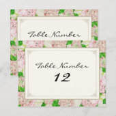 Tischnummern Pink Hydrangea Spitzen Floral Formal (Vorne/Hinten)