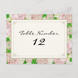 Tischnummern Pink Hydrangea Spitzen Floral Formal