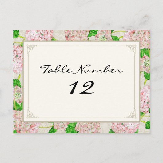 Tischnummern Pink Hydrangea Spitzen Floral Formal (Vorderseite)