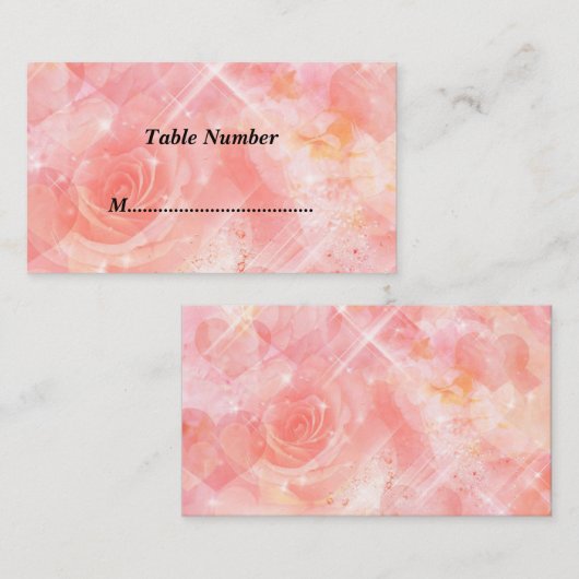 Tischnummern Rosa Blume Platzkarte (Vorne/Hinten)