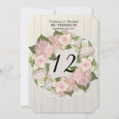 Tischnummern Rosa Hortensie Rosé Spitze Rustikales (Rückseite)