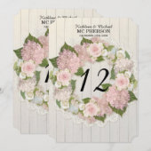 Tischnummern Rosa Hortensie Rosé Spitze Rustikales (Vorne/Hinten)