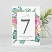 Tischnummern Rosa tropische Floralien (Stehend Vorderseite)