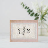 Tischnummern Rustic Lace mit gealtertem Vintage-Li (Stehend Vorderseite)