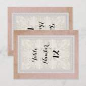 Tischnummern Rustic Lace mit gealtertem Vintage-Li (Vorne/Hinten)