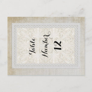 Tischnummern Rustic Lace mit gealtertem Vintage-Li