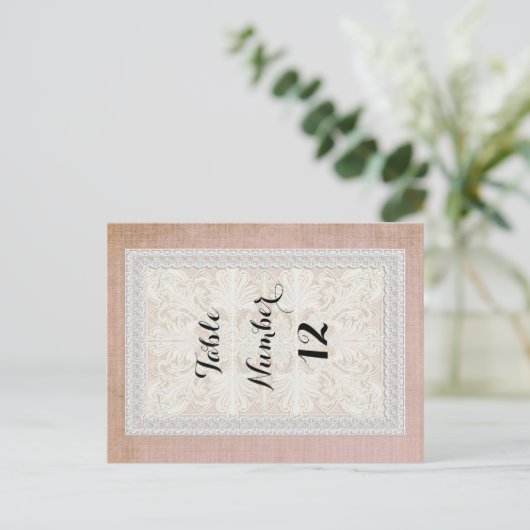 Tischnummern Rustikale Spitzen mit alter Vintager  (Stehend Vorderseite)