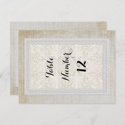 Tischnummern Rustikale Spitzen mit alter Vintager  (Vorne/Hinten)