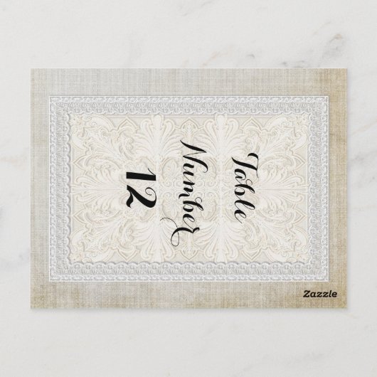 Tischnummern Rustikale Spitzen mit alter Vintager  (Rückseite)