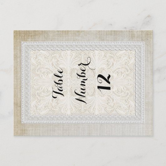 Tischnummern Rustikale Spitzen mit alter Vintager  (Vorderseite)