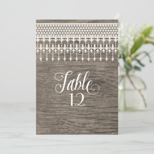 Tischnummern Rustikale Vintage Spitzentafel (Stehend Vorderseite)