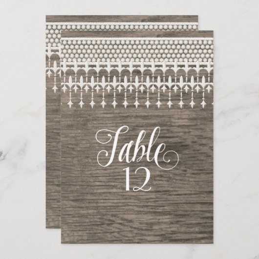 Tischnummern Rustikale Vintage Spitzentafel (Vorne/Hinten)