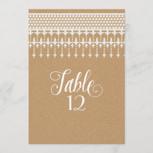 Tischnummern Rustikales Vintages Spitzenpapier