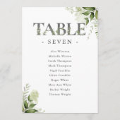 Tischnummern-Set mit Grün-Typografie-Sitzplan (Rückseite)