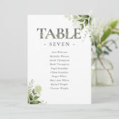 Tischnummern-Set mit Grün-Typografie-Sitzplan (Stehend Vorderseite)