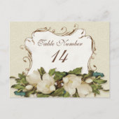 Tischnummern Vintag Magnolia Wirbel Damaskakkarte (Vorderseite)