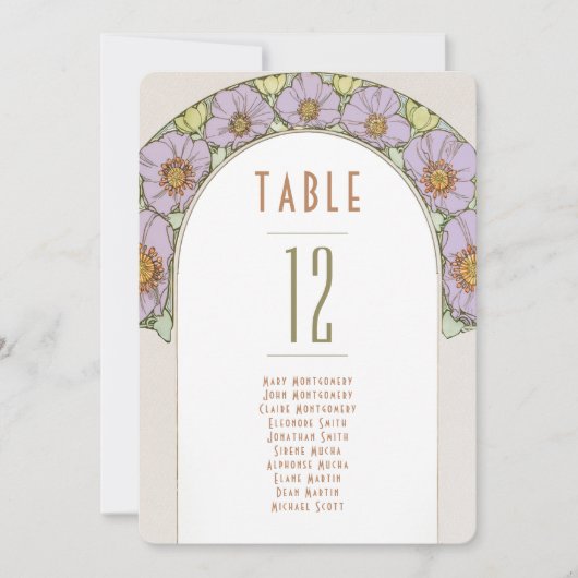 Tischnummern Vintage Jugendstil-Hochzeit (Vorderseite)