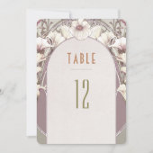 Tischnummern Vintage Jugendstil-Hochzeit (Vorderseite)