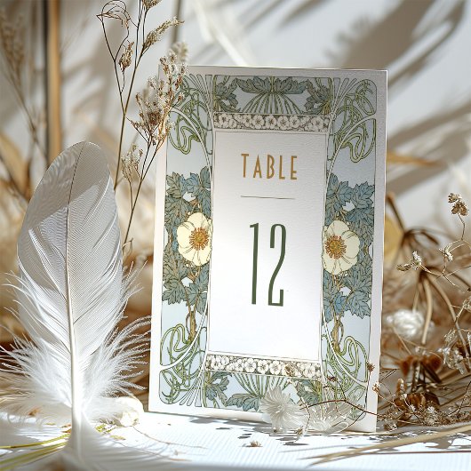 Tischnummern Vintage Jugendstil-Hochzeit