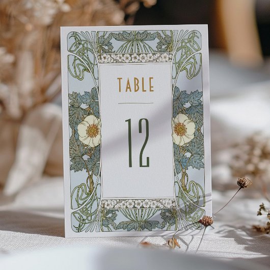 Tischnummern Vintage Jugendstil-Hochzeit