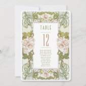 Tischnummern Vintage Jugendstil-Hochzeit (Vorderseite)