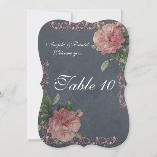 Tischnummern Vintage Rose auf der Tafel (Vorderseite)