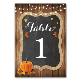 Tischnummern Wedding Pumpkin Rustic Chalk Card