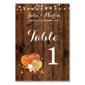 Tischnummern Wedding Pumpkin Rustic Wood Card (Vorderseite)