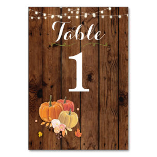 Tischnummern Wedding Pumpkin Rustic Wood Card