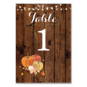 Tischnummern Wedding Pumpkin Rustic Wood Card (Rückseite)